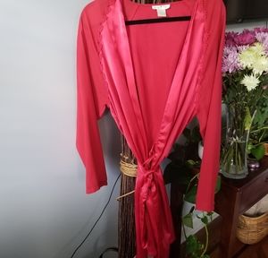 Women's Mystique Intimates Waist Tie Robe Red Size 2X